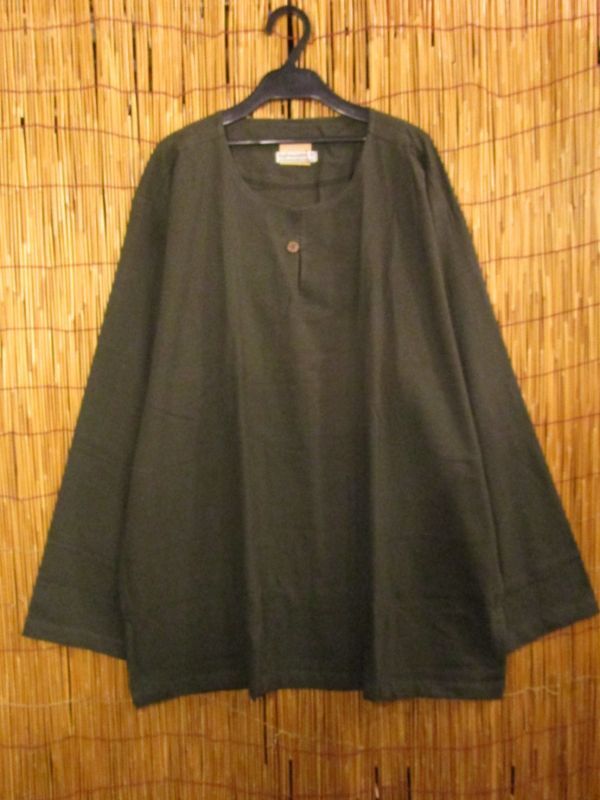 画像1: 一つボタン＊コットン素材＊ロングスリーブ＊プルオーバー＊３ＸＬ 